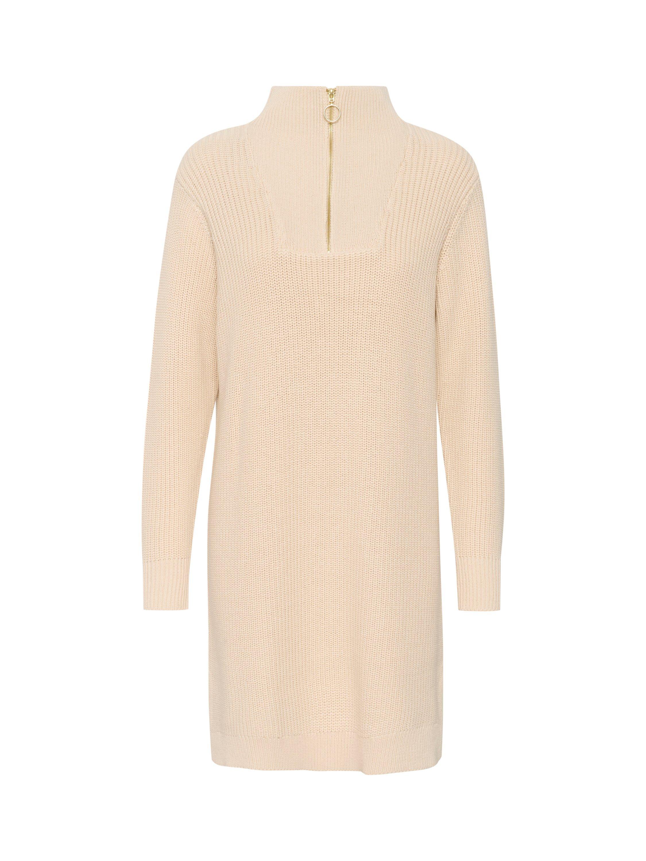 Product image 5 of 6, which shows KAFFE Lioa Knit 1/2 Zip Dress, Sand Dollar, XS
