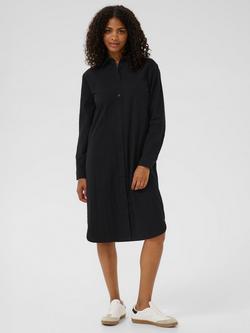 KAFFE Naya Cotton Midi Shirt Dress, Black, Black