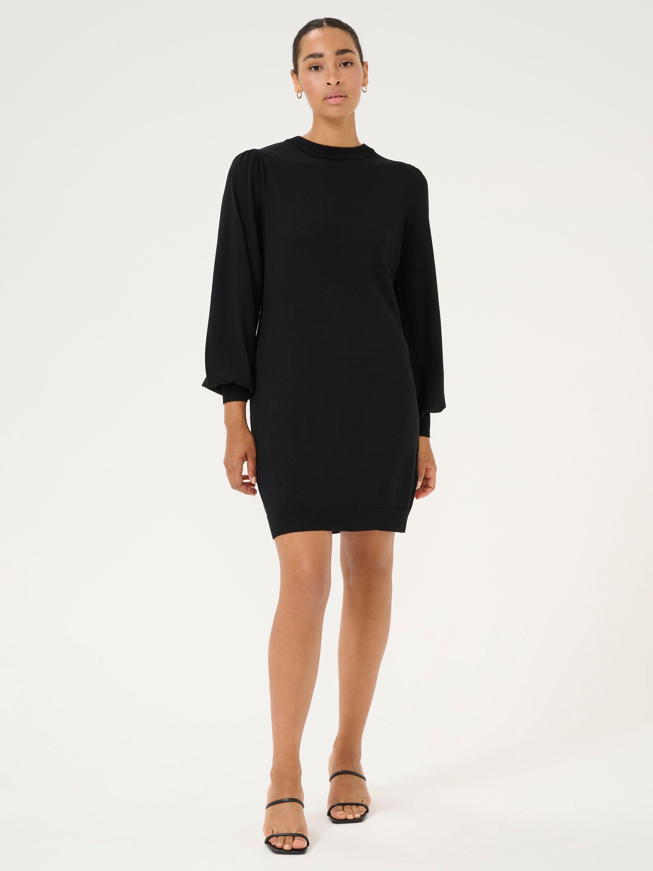 Product image 1 of 6, which shows KAFFE Sofie Knit Mini Dress, Black, XS