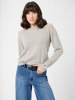 KAFFE Cashie Wool Cashmere Jumper, Mid Brown, Mid Grey
