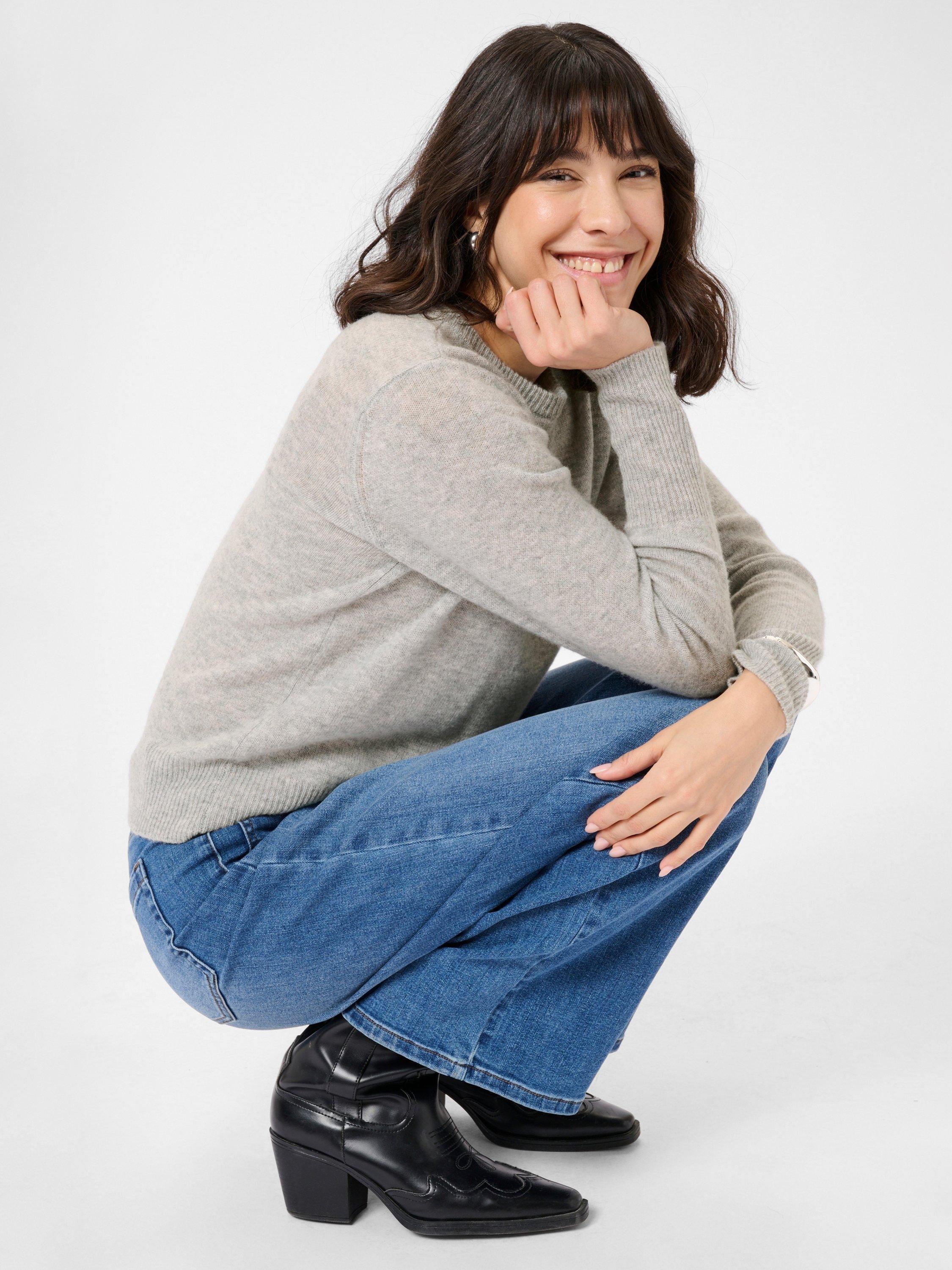 Product image 4 of 6, which shows KAFFE Cashie Wool Cashmere Jumper, Mid Grey, XS