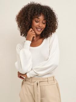 KAFFE Dora Balloon Sleeve Jumper, White, White