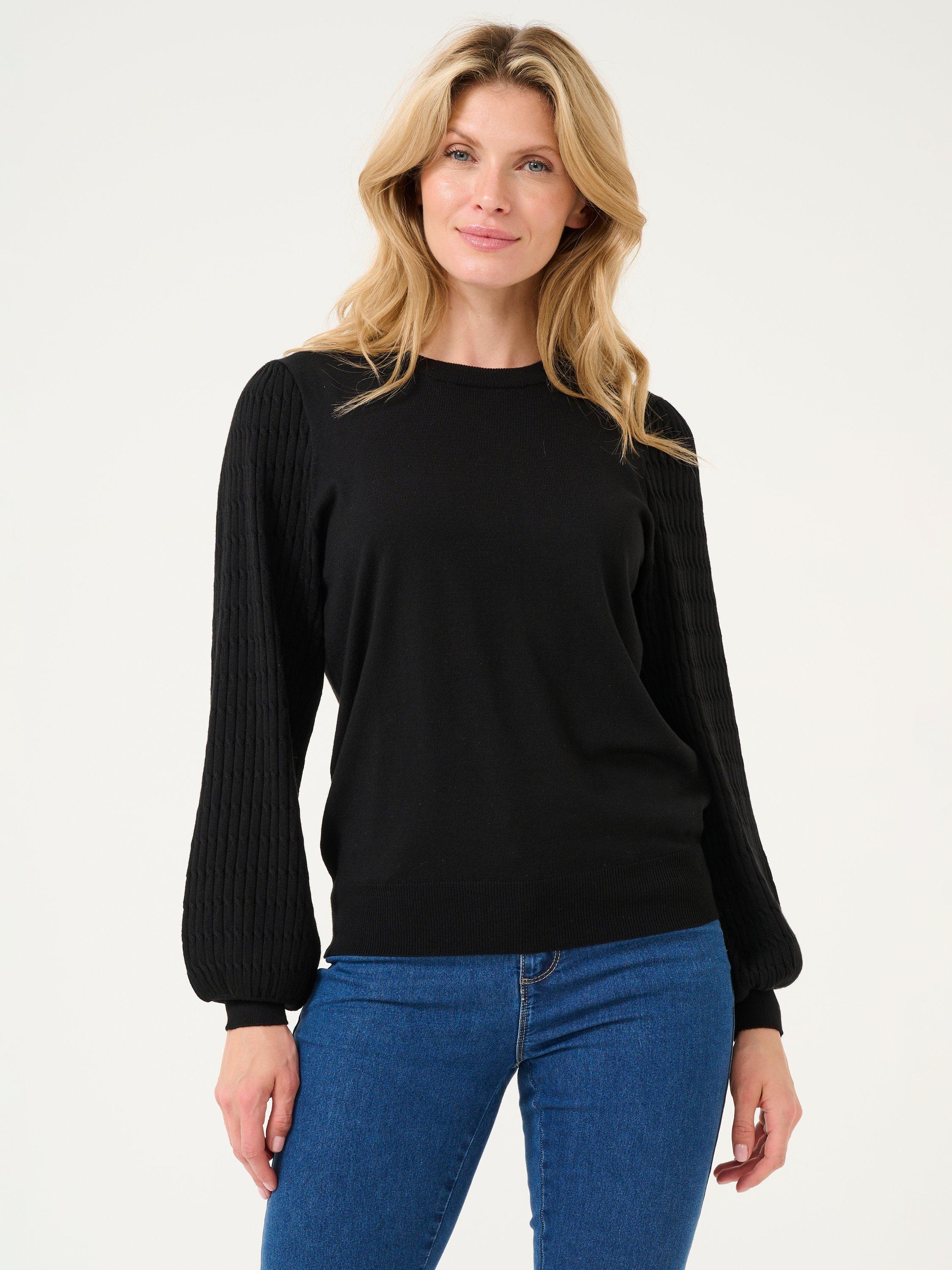 Product image 1 of 6, which shows KAFFE Nanna Crew Neck Jumper, Black, XS