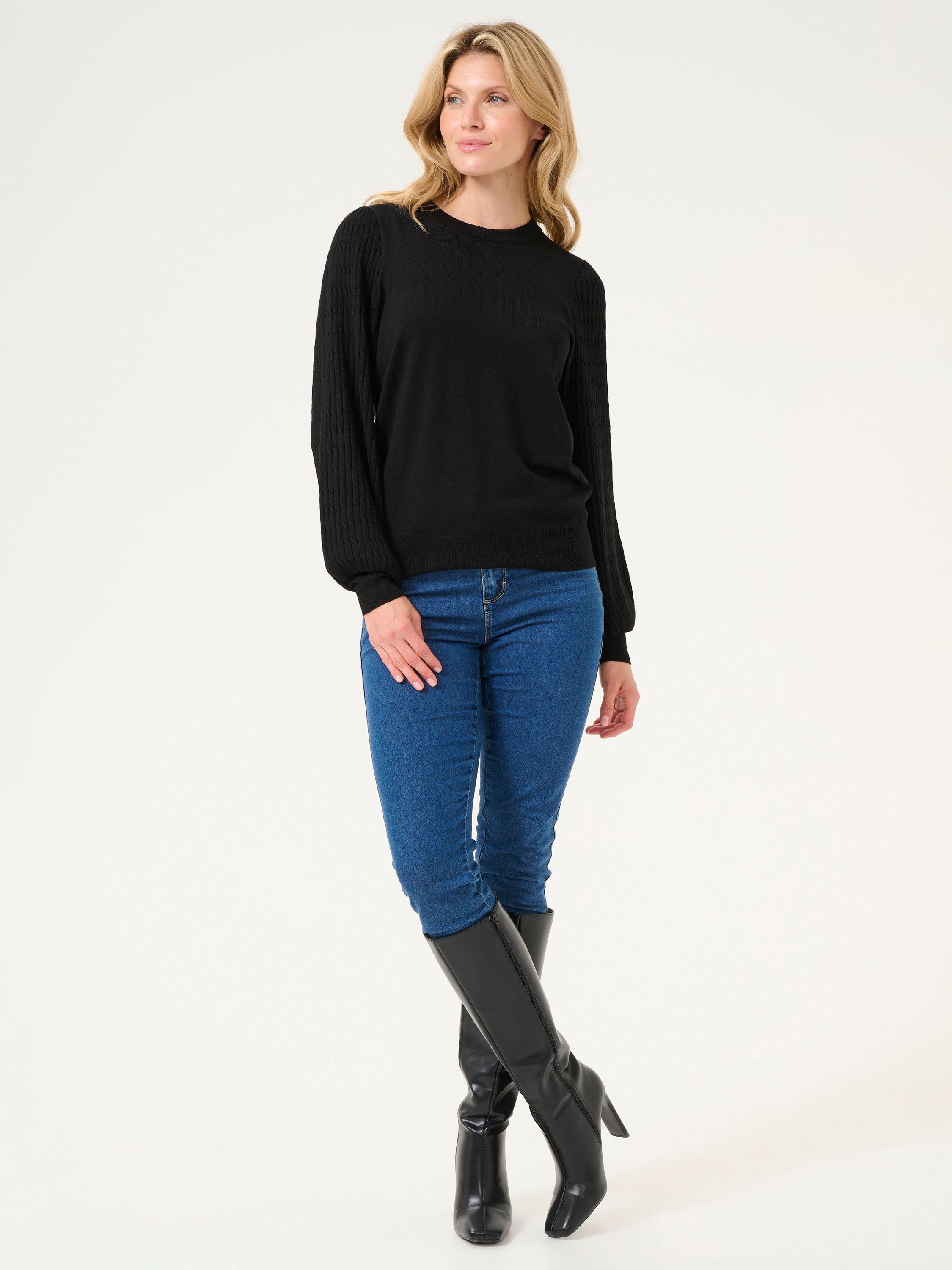 Product image 3 of 6, which shows KAFFE Nanna Crew Neck Jumper, Black, XS