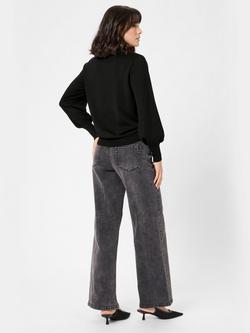 KAFFE Lizza Beaded Neck Jumper, Black - view 2, Black