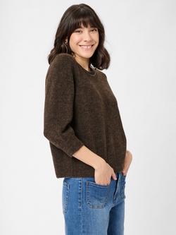 KAFFE Meridith Round Neck Jumper, Mid Brown, Mid Brown