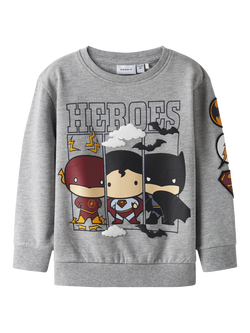 NAME IT Kids' Batman Sweatshirt, Grey Melange, Grey Melange