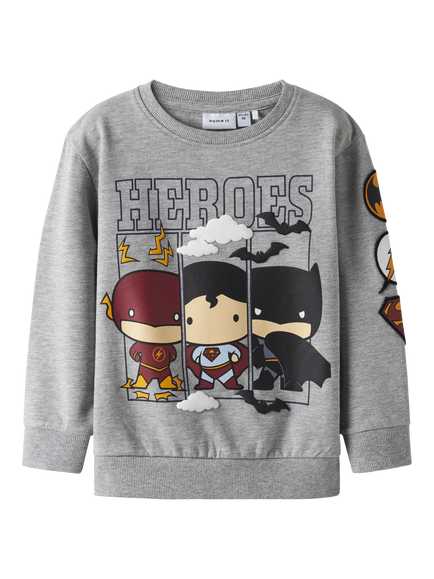 NAME IT Kids' Batman Sweatshirt, Grey Melange, Grey Melange