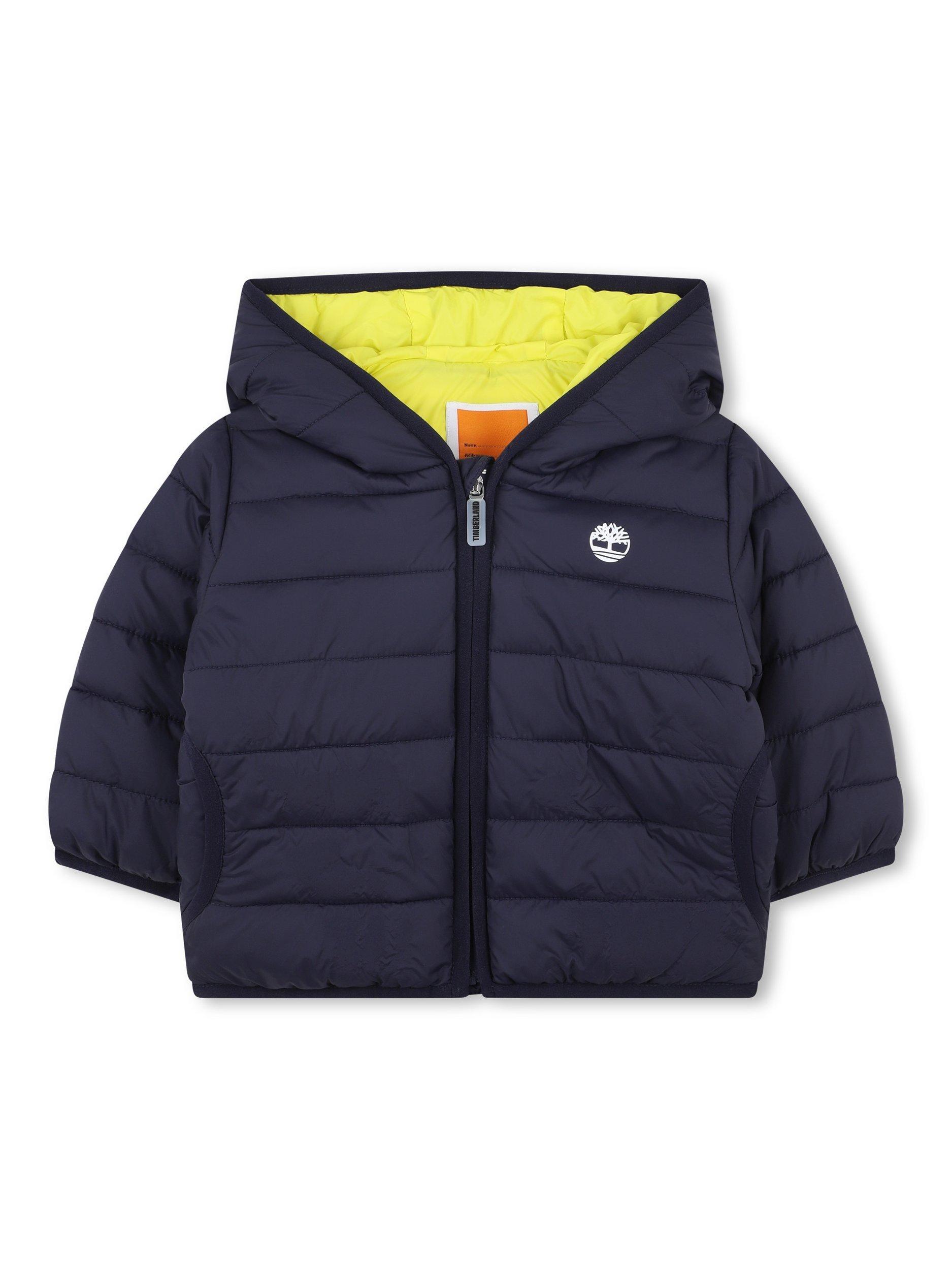 Product image 1 of 2, which shows Timberland Kids' Zip Front Hooded Puffer Jacket, Navy, 2 years