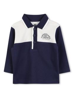 Timberland Kids' Cotton Colour Block Short Sleeved Polo Shirt, Navy, Navy