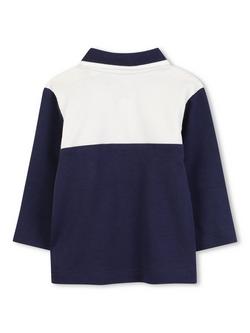 Timberland Kids' Cotton Colour Block Short Sleeved Polo Shirt, Navy - view 2, Navy