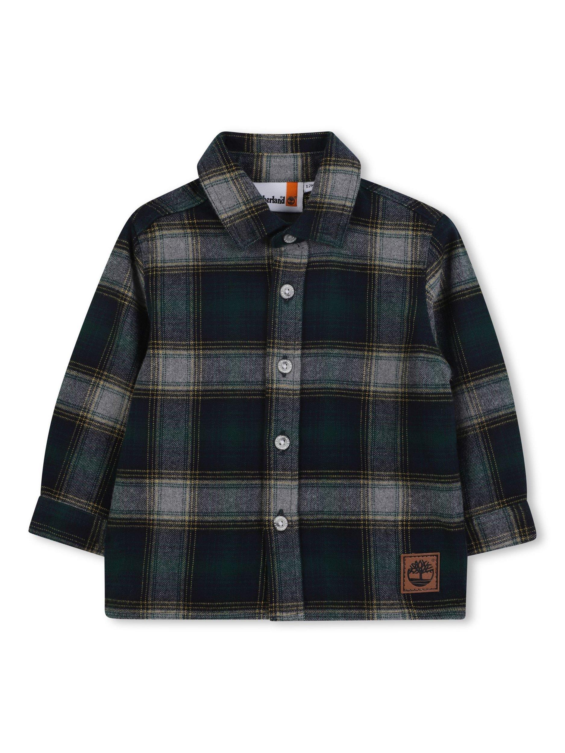 Product image 1 of 2, which shows Timberland Baby Checked Shirt, Dark Green, 6 months