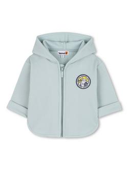 Timberland Baby Cotton Blend Hooded Cardigan, Cloud Blue, Cloud Blue