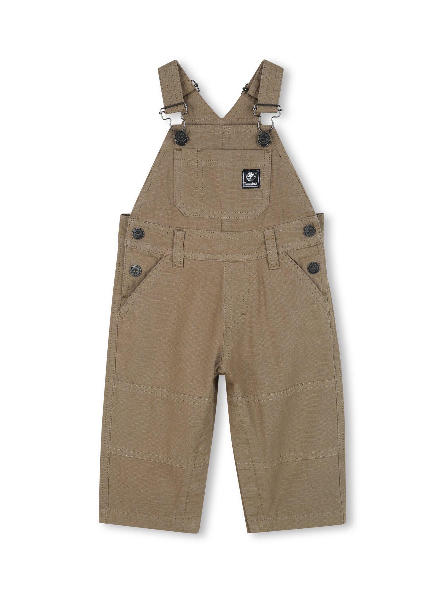 Product image 1 of 2, which shows Timberland Baby Cotton Ripstop Dungarees, Khaki, 2 years