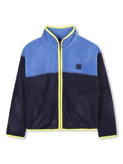 Timberland Kids' High Neck Colour Block Cardigan, Navy, Navy