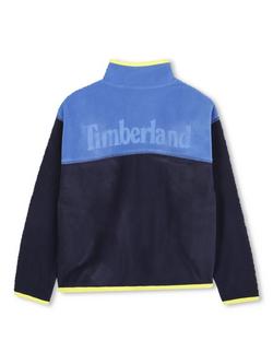 Timberland Kids' High Neck Colour Block Cardigan, Navy - view 2, Navy