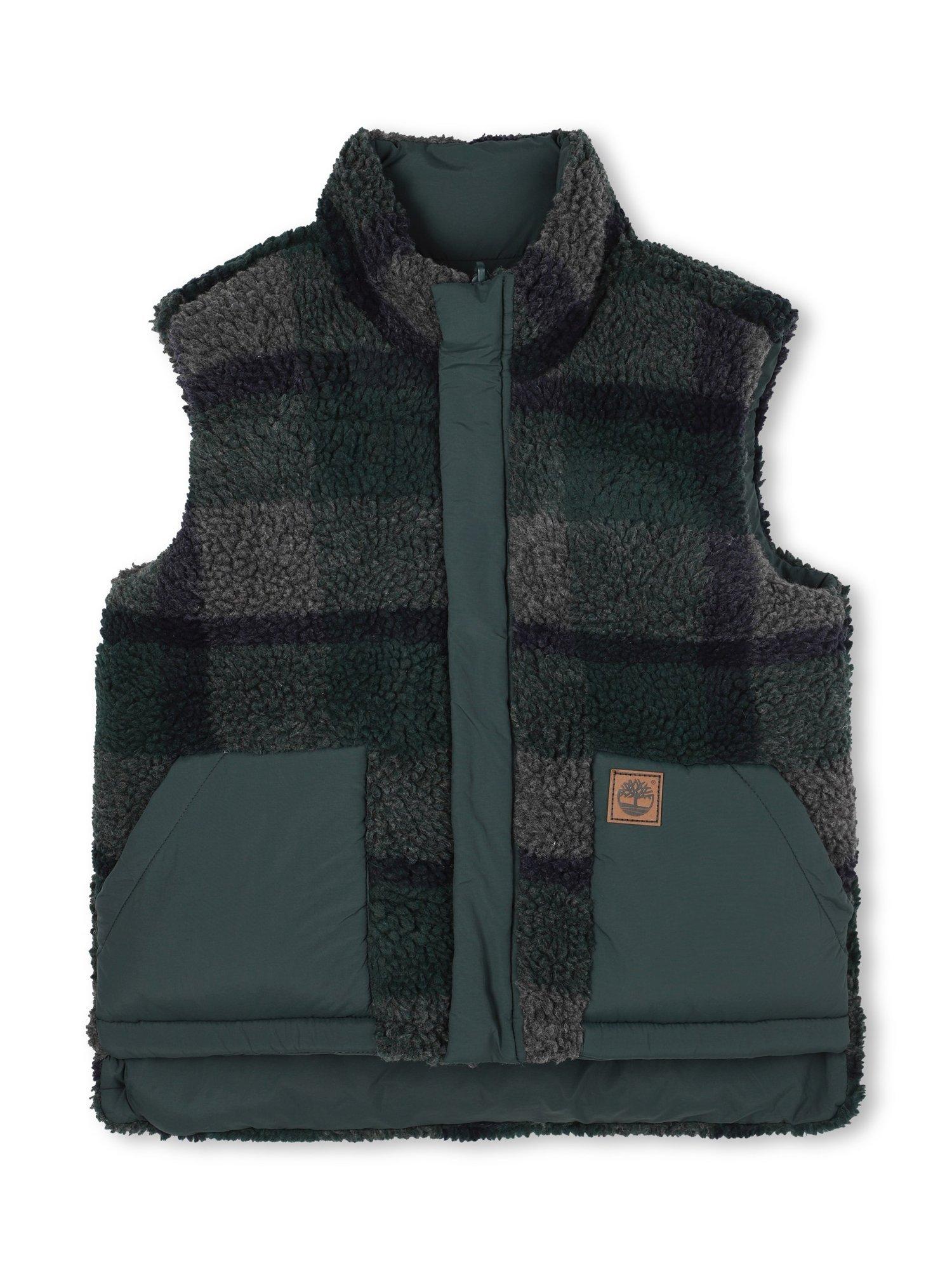 Timberland Kids' Faux Shearling Reversible Puffer Jacket, Dark Green