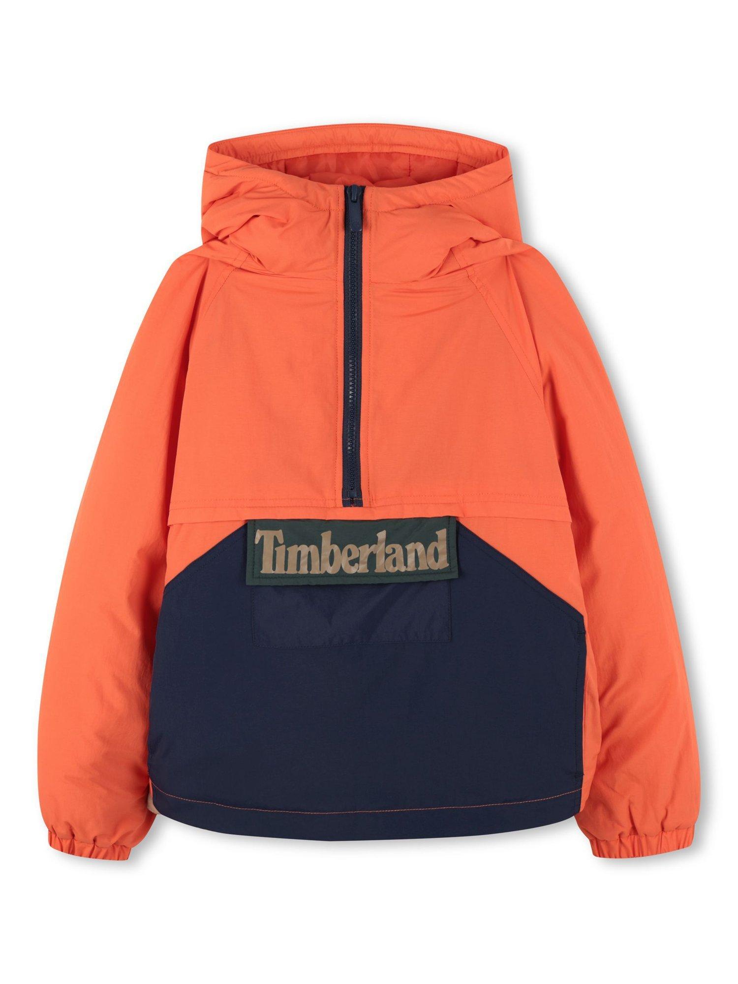 Product image 1 of 2, which shows Timberland Kids' Hooded Windbreaker Jacket, Tigerlily, 4 years