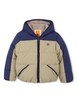 Timberland Kids' Hooded Puffer Jacket, Khaki, Khaki