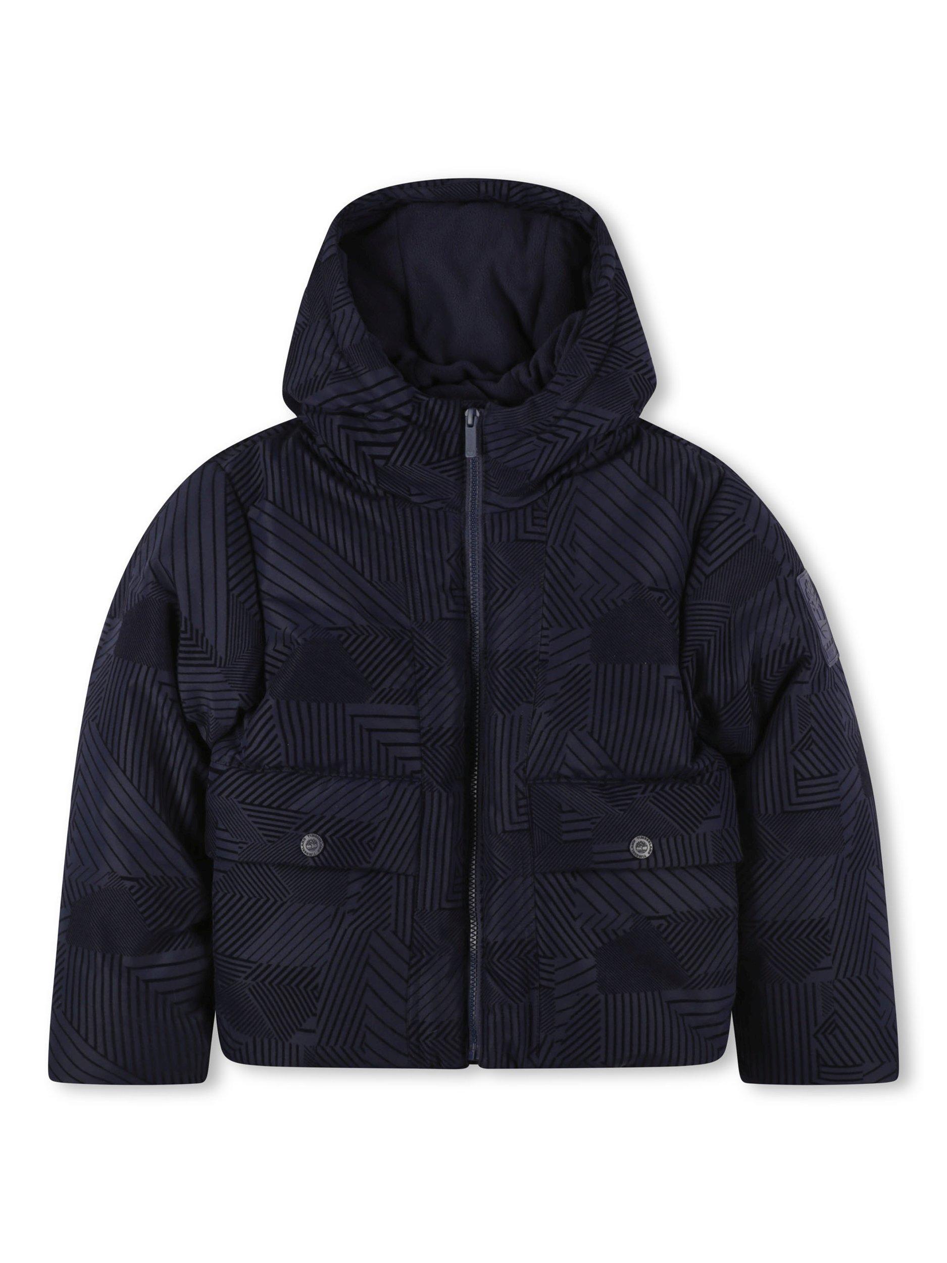 Product image 1 of 2, which shows Timberland Kids' Hooded Zip Front Puffer Jacket, Navy, 4 years
