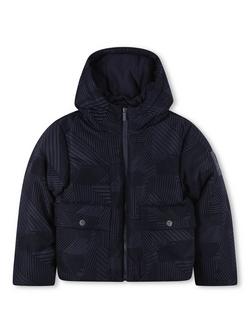 Timberland Kids' Hooded Zip Front Puffer Jacket, Navy, Navy