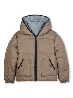 Timberland Kids' Ripstop Hooded Puffer Jacket, Khaki, Khaki