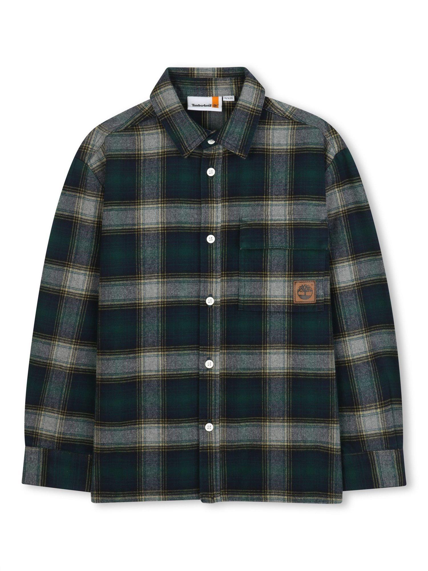 Product image 1 of 2, which shows Timberland Kids' Checked Shirt, Dark Green, 4 years
