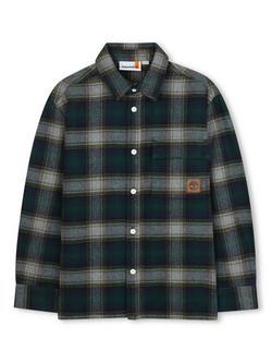 Timberland Kids' Checked Shirt, Dark Green, Dark Green