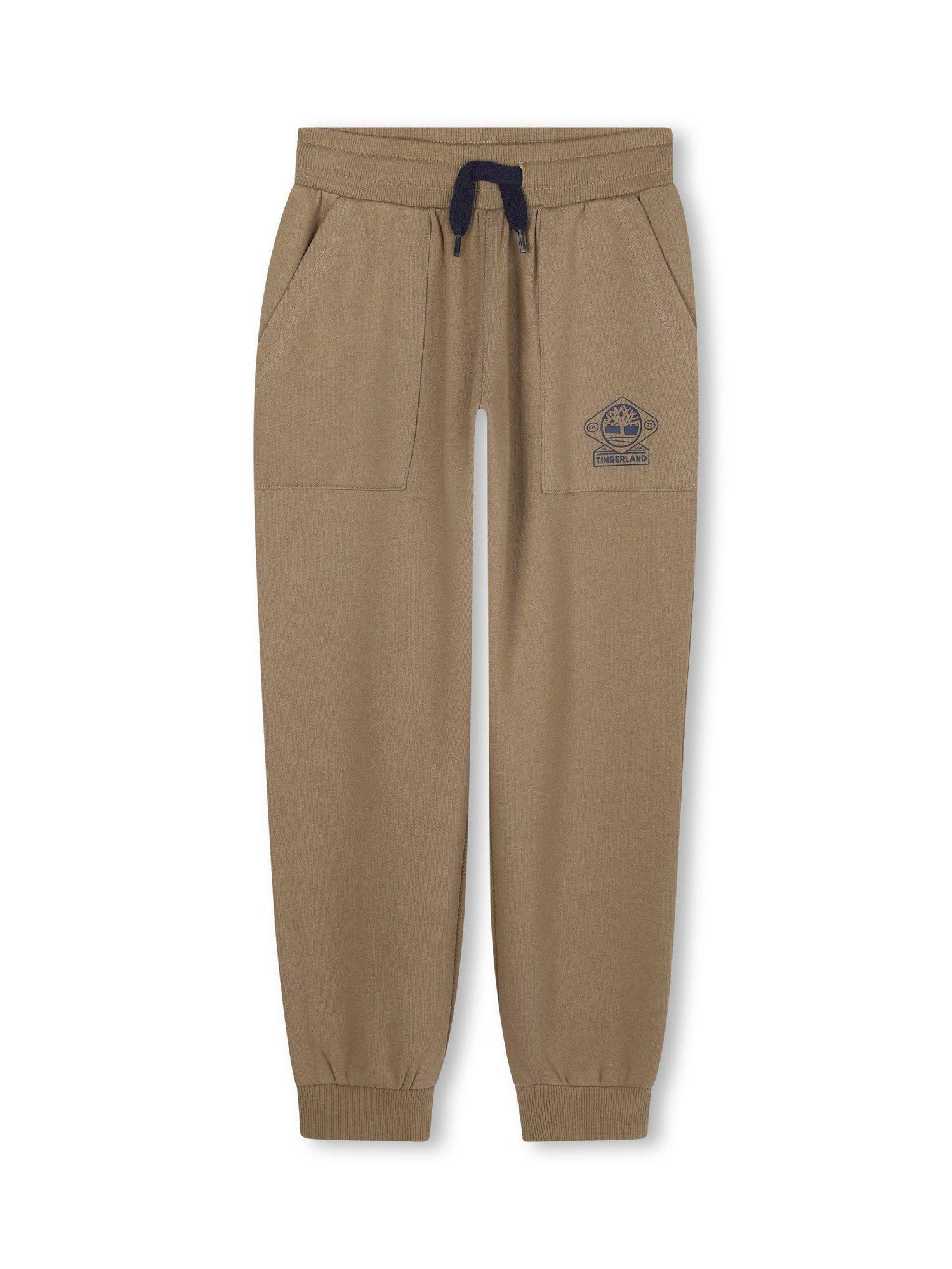 Product image 1 of 2, which shows Timberland Kids' Cotton Blend Drawstring Jogging Bottoms, Khaki, 4 years