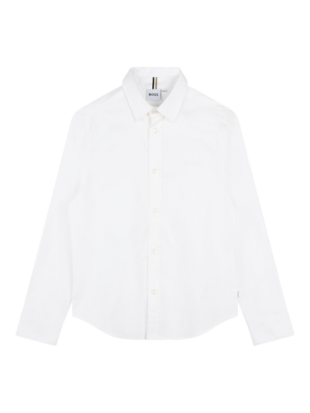 HUGO BOSS Kids' Cotton Long Sleeved Shirt, White, White