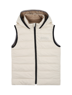 HUGO BOSS Kids' Reversible Puffer Gilet, Sand, Sand