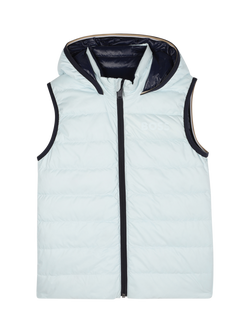 HUGO BOSS Kids' Reversible Hooded Puffer Gilet, Pale Blue, Pale Blue