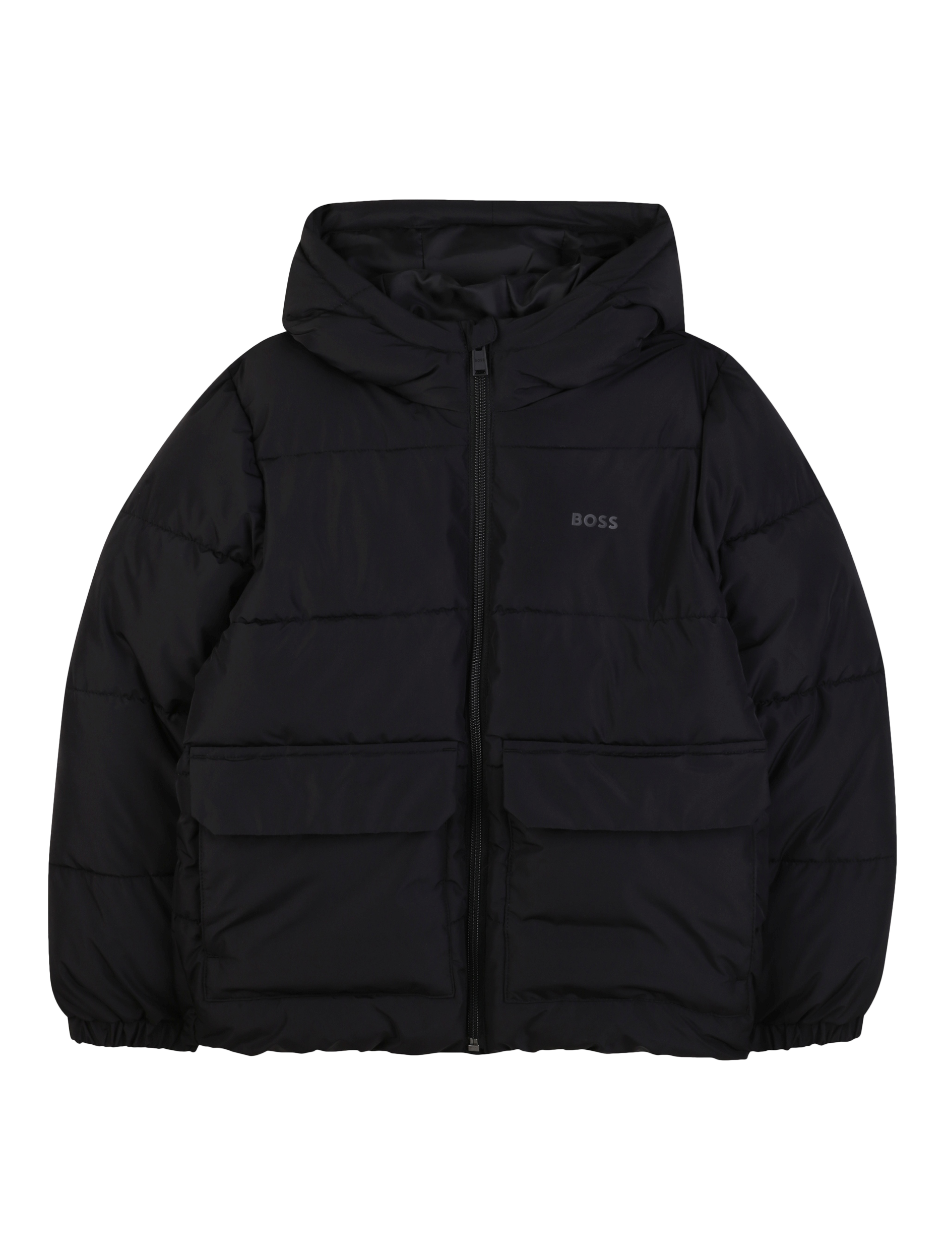 Product image 1 of 2, which shows HUGO BOSS Kids' Hooded Puffer Jacket, Black, 5 years