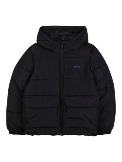 HUGO BOSS Kids' Hooded Puffer Jacket, Black, Black