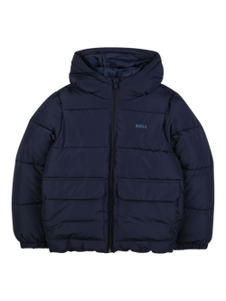 HUGO BOSS Kids' Hooded Puffer Jacket, Navy, Navy