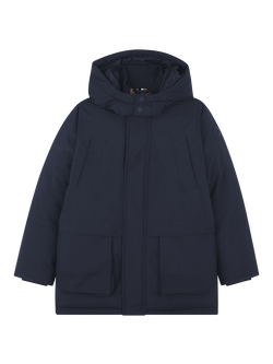 HUGO BOSS BOSS Kids' Ripstop Fabric Parka Jacket, Navy, Navy