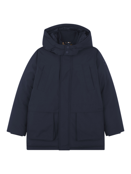 HUGO BOSS BOSS Kids' Ripstop Fabric Parka Jacket, Navy, Navy