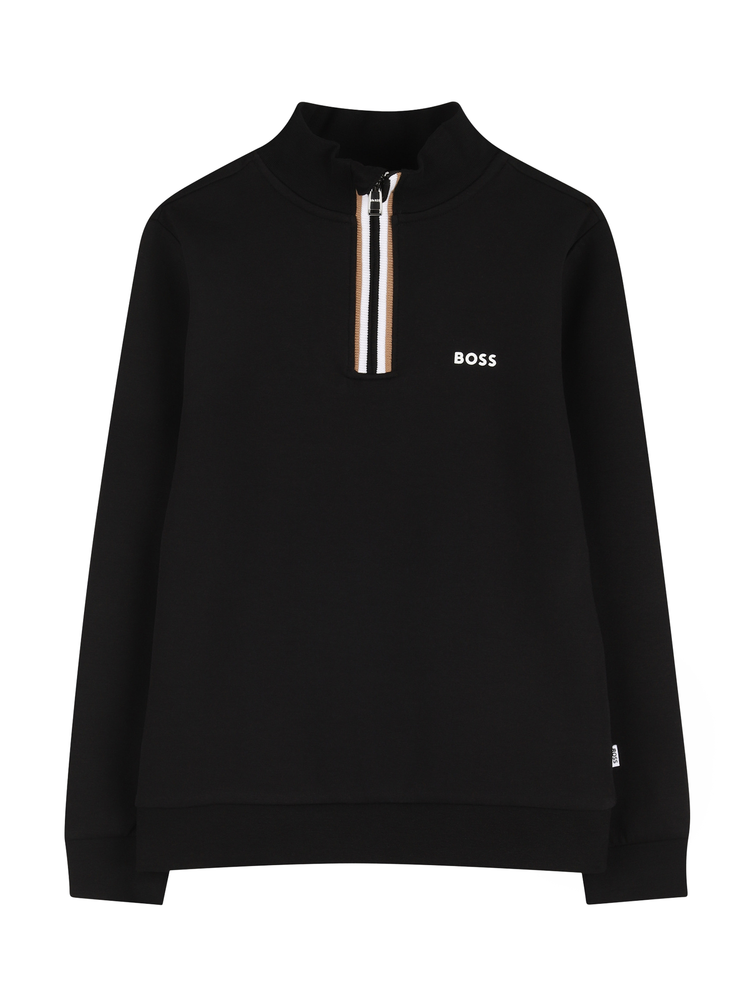 Product image 1 of 2, which shows BOSS Kids' Cotton Blend Zip-Neck Sweatshirt, Black, 4 years