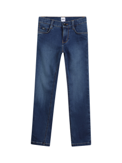 HUGO BOSS Kids' Slim Fit Cotton Blend Denim Jeans, Stone Pulverisation