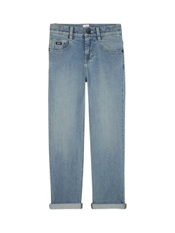 HUGO BOSS Kids' Casual Cotton Blend Denim Trousers, Double Stone+bleach