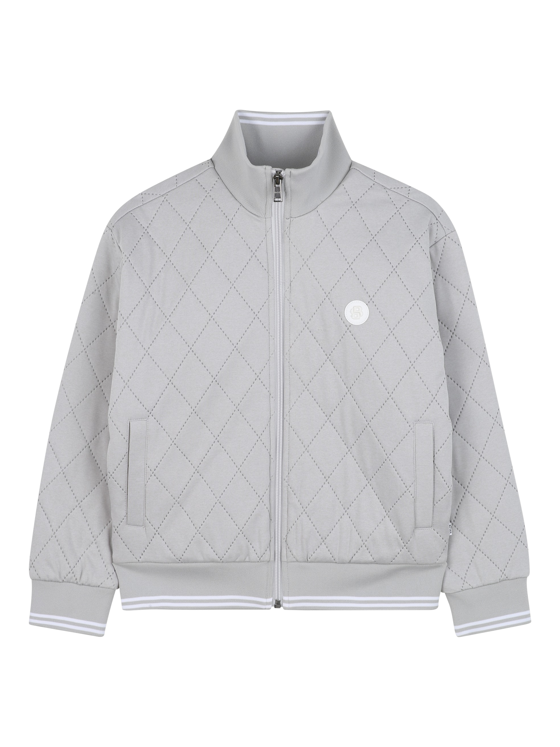 Product image 1 of 2, which shows HUGO BOSS Kids' Quilted Sweatshirt, Chine Grey, 4 years