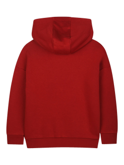 BOSS Kids' Cotton Blend Block Logo Hoodie, Dark Red - view 2, Dark Red