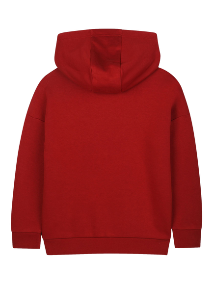 BOSS Kids' Cotton Blend Block Logo Hoodie, Dark Red - view 2, Dark Red