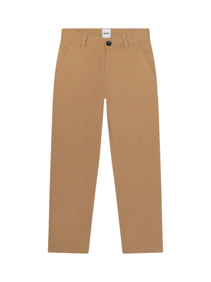 HUGO BOSS Kids' Cotton Blend Slim Fit Chinos, Cookie