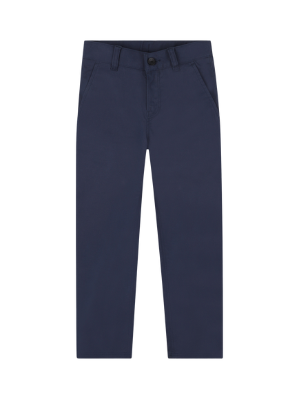 HUGO BOSS Kids' Cotton Blend Slim Fit Chinos, Navy