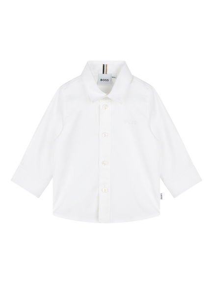 HUGO BOSS Baby Cotton Long Sleeved Shirt, White, White