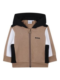 HUGO BOSS Kids' Cotton Blend Hooded Sweatshirt, Cookie