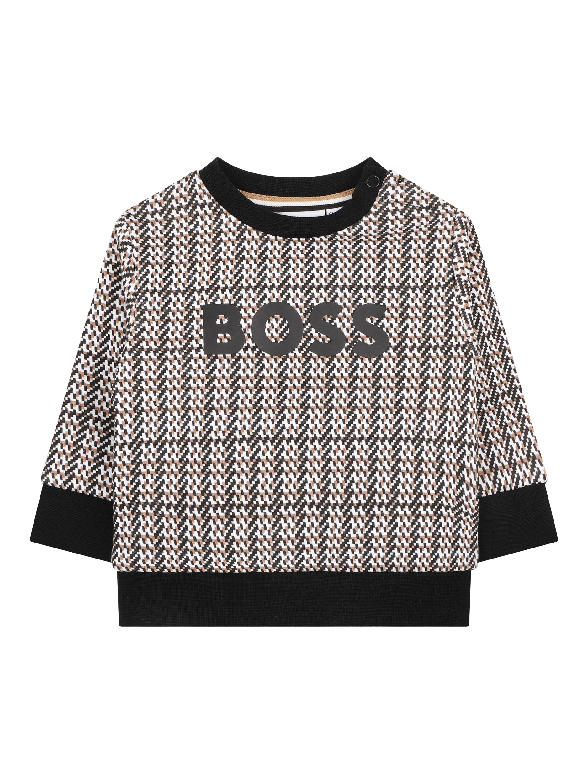 Product image 1 of 2, which shows HUGO BOSS Baby Cotton Blend Button Neck Sweatshirt, Black, 3 months
