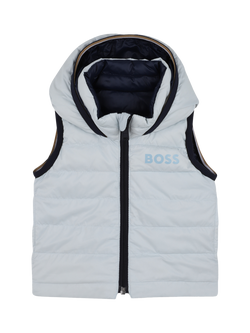 HUGO BOSS Kids' Reversible Puffer Gilet, Pale Blue, Pale Blue