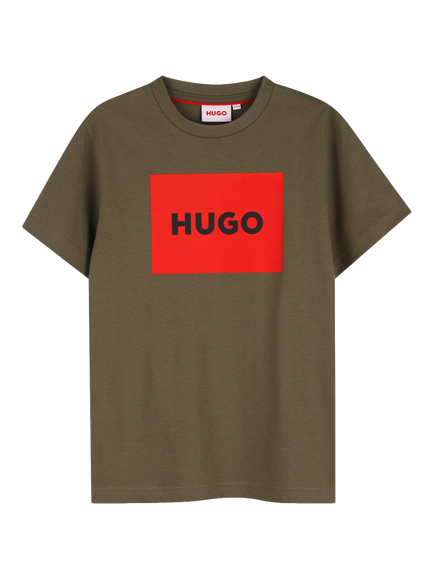HUGO BOSS Kids' Cotton Blend Logo Graphic T-Shirt, Kalamata